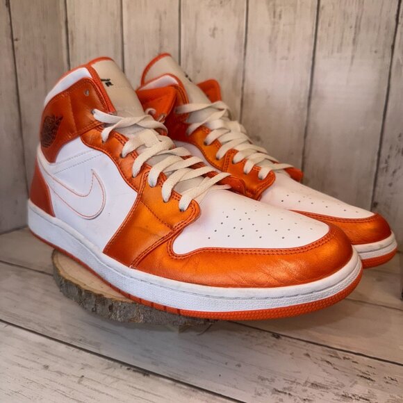 Nike Men's Air Jordan 1 SE Mid Electro Orange White Retro Size 14 (DM3531-800) - Picture 2 of 9